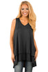 Sexy Black Ruffled Layer Asymmetric Hem Tunic Tank